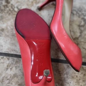 Pink Christian Louboutin Peep Toe kitten Heels